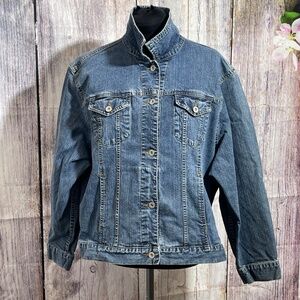 Eddie Bauer Medium Wash Stretch Denim Jacket Size XXL Plus Size